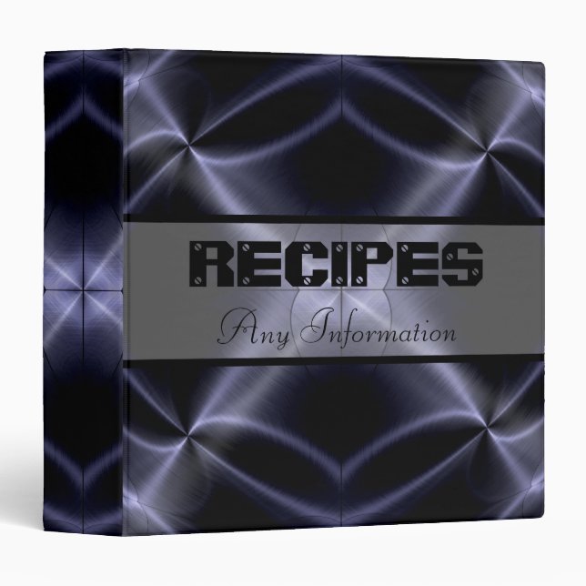 Black Shiny Stainless Steel Metal 3 Binder (Front/Spine)