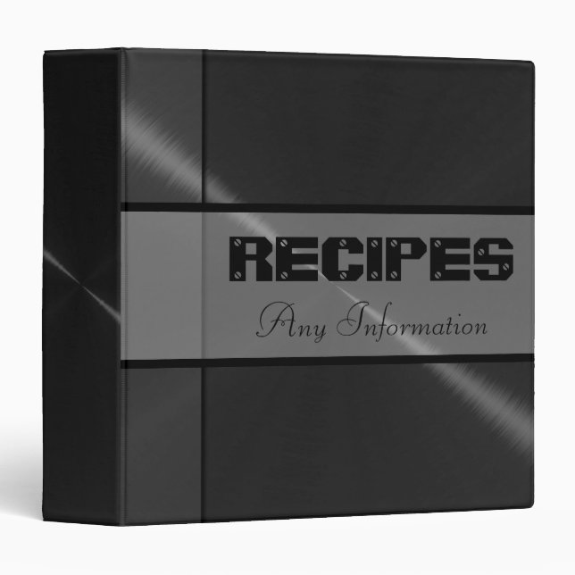 Black Shiny Stainless Steel Metal Binder (Front/Spine)