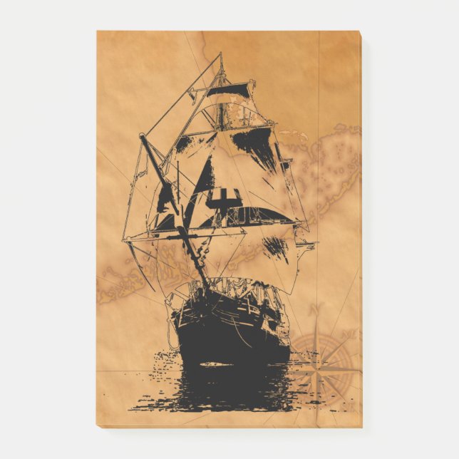 Black Ship Silhouette Post-it Notes (Front)