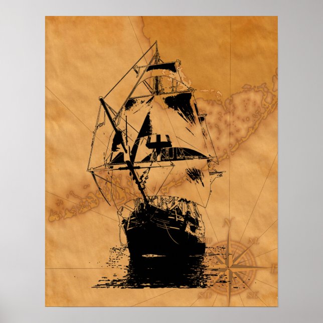 Black Ship Silhouette Poster (Front)