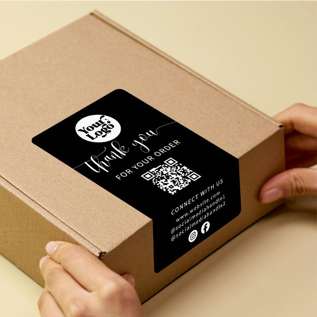 Black Shipping Package QR Code Logbox Étiquette de (Créateur téléchargé)