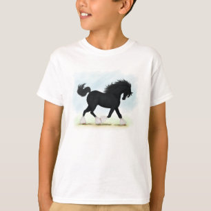 Black Shire Horse With Blaze and Stockings T-Shirt