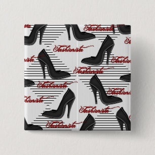 Black Shoes-Fashionista-Button 2 Inch Square Button