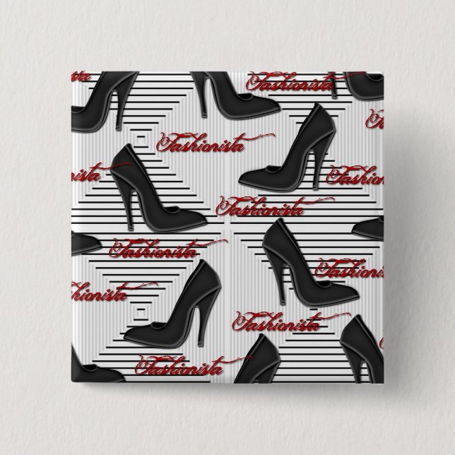 Black Shoes-Fashionista-Button 2 Inch Square Button (Front)