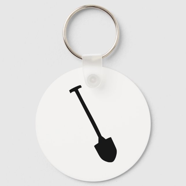 Black shovel spade icon keychain (Front)