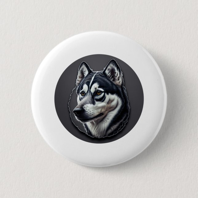 Black Siberian 2 Inch Round Button (Front)