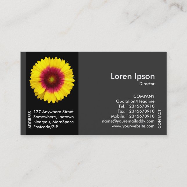 Black Side Band Flower - Blanket Flower Business Card (Front)