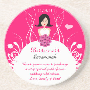 Black Side Part Bridesmaid Wedding Gown Coaster