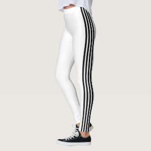 Black Side Stripe White Leggings Custom Colours
