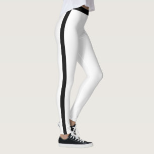Black Side Stripe White Leggings or Choose Colors