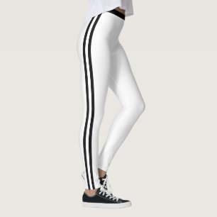 Black Side Stripe White Leggings - Your Colours