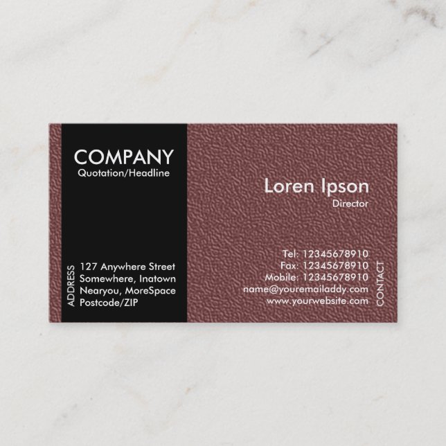 Black SideBand - Brown Embossed Texture Business Card (Front)