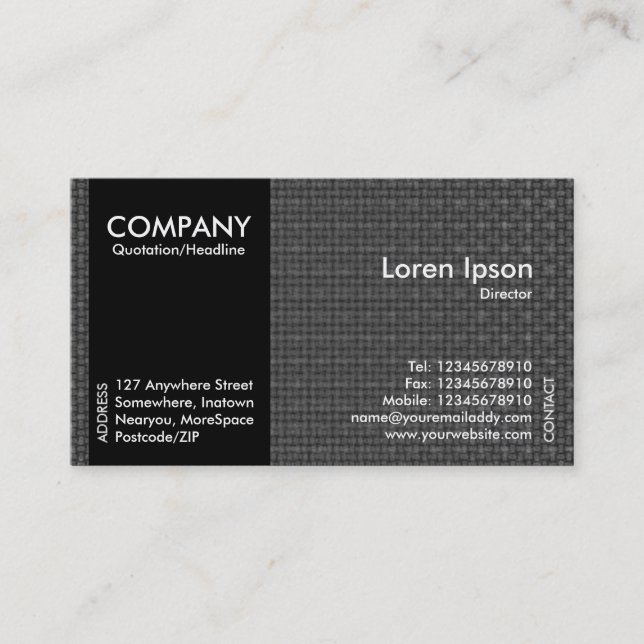 Black SideBand - Grey Fabric Texture Business Card (Front)