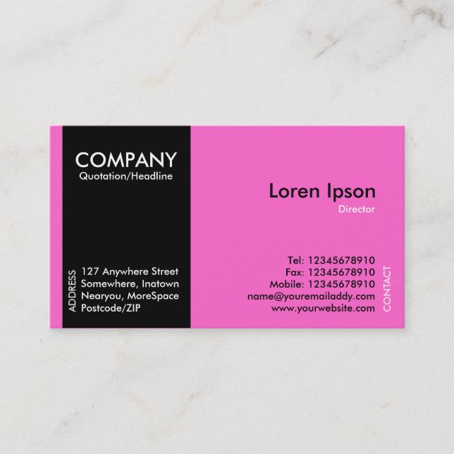 Black SideBand - Pink (FF66CC) Business Card (Front)