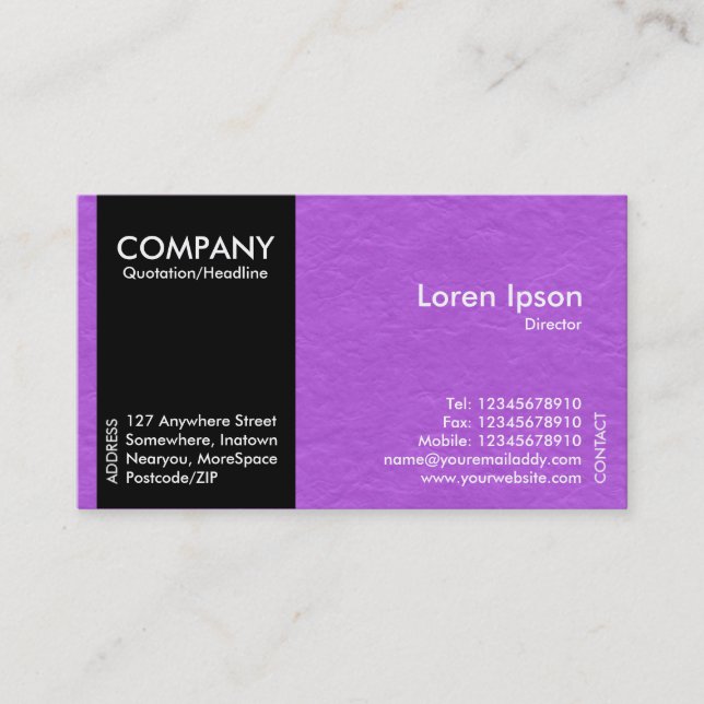 Black SideBand - Purple Paper Texture Business Card (Front)