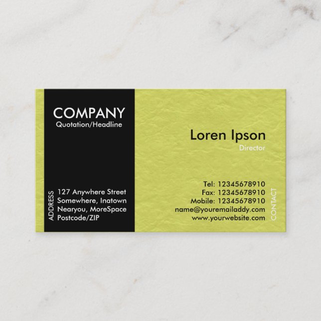 Black SideBand - Yellow Paper Texture Business Card (Front)