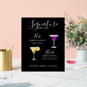 Black Signature drinks acrylic sign, His and hers Sign
