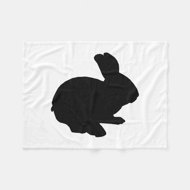 Black Silhouette Bunny Fleece Blanket (Front (Horizontal))