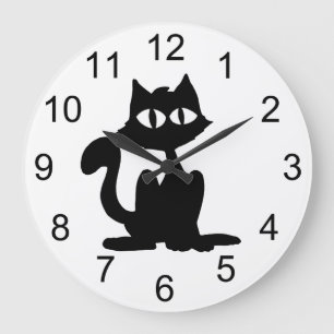 Black Silhouette Cat Animal Wall Clock
