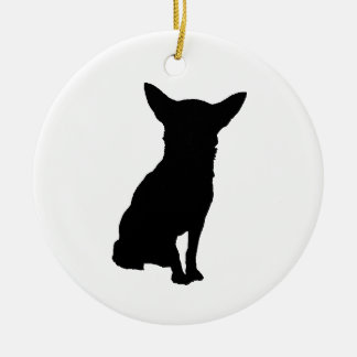 BLACK SILHOUETTE CHIHUAHUA CERAMIC ORNAMENT