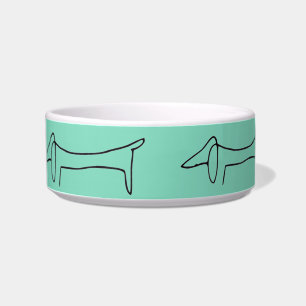 Black Silhouette Dachshund Dog Bowl