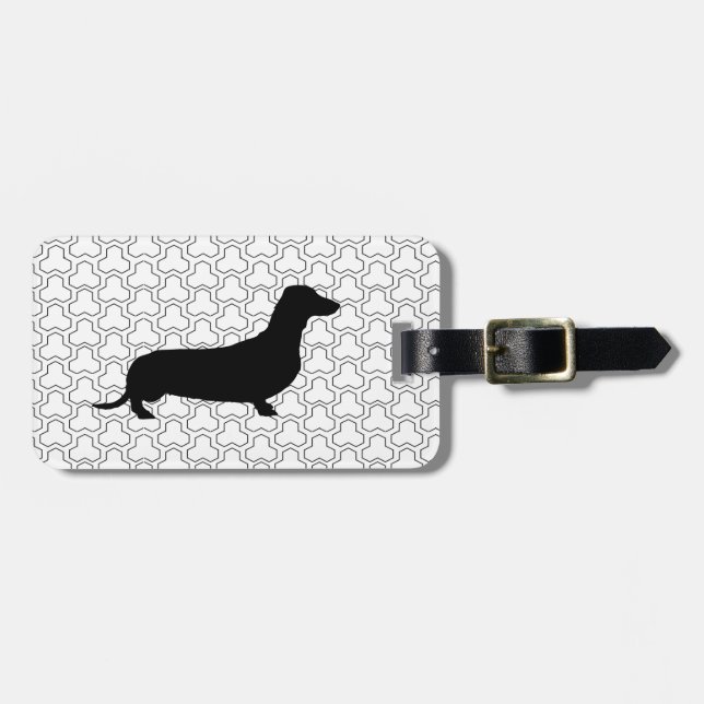 Black Silhouette Dachshund Luggage Tag (Front Horizontal)