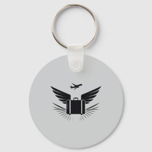 Black silhouette design of a travel suitcase keychain