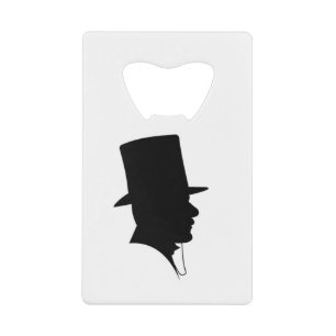 Black silhouette gentleman credit card bottle opener