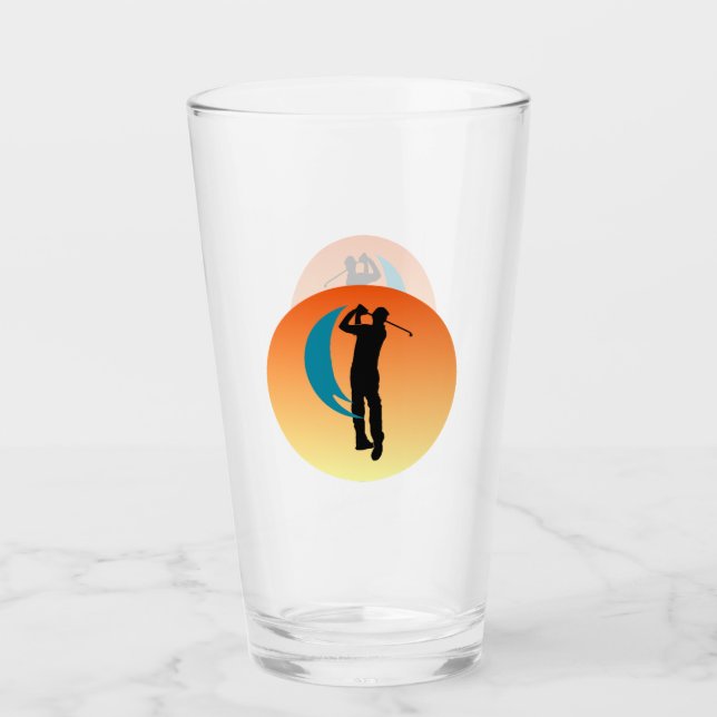 Black Silhouette Image of a Golfer Glass (Front)