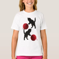 Black Silhouette Kitty, with red wool Ball