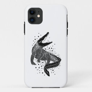 Black Silhouette Of a Crocodile iPhone 11 Case