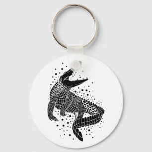 Black Silhouette Of a Crocodile Keychain