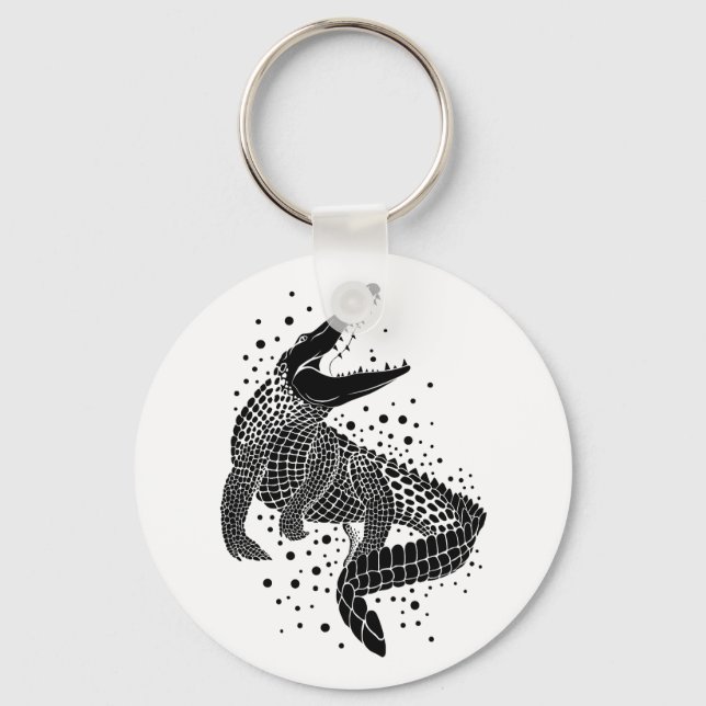 Black Silhouette Of a Crocodile Keychain (Front)