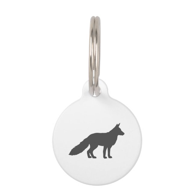 Black silhouette of a fluffy Fox Pet Tag (Front)