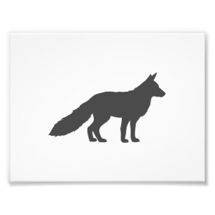 Black silhouette of a fluffy Fox Photo Print