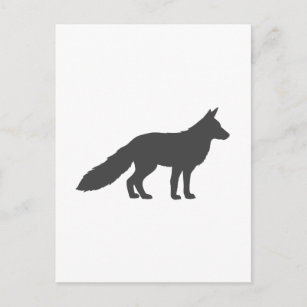 Black silhouette of a fluffy Fox Postcard