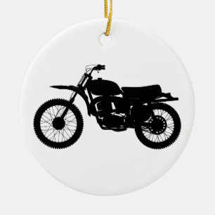Black silhouette of bike - Choose background color Ceramic Ornament