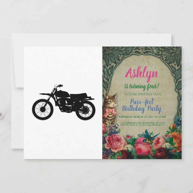 Black silhouette of bike - Choose background colou Invitation (Front)