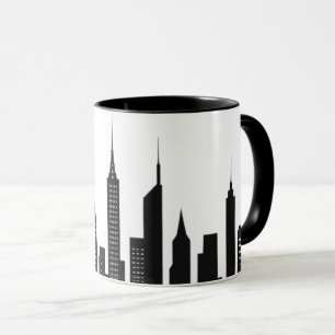 Black silhouette of building mug