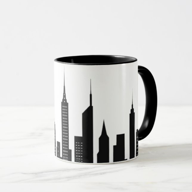 Black silhouette of building mug (Front Right)