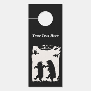 Black Silhouette Pair of Dancing Bears Trees Owl Door Hanger