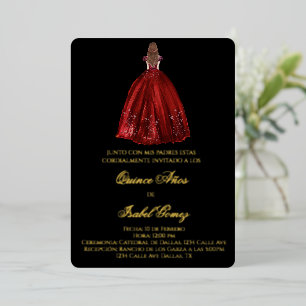 Black silhouette quinceañera invitation
