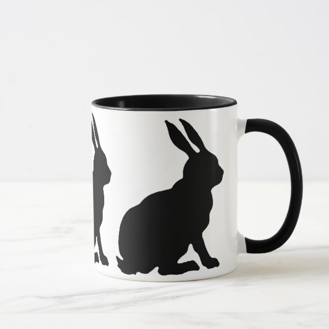 Black Silhouette Rabbits Mug (Right)