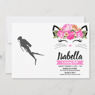 Black silhouette scuba divers invitation