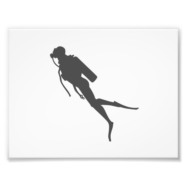Black silhouette scuba divers photo print (Front)