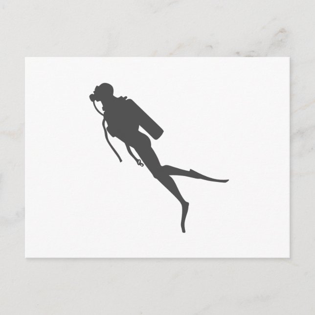 Black silhouette scuba divers postcard (Front)