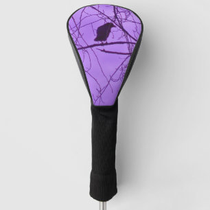 Black Silhouette Single Crow Black Branches Purple Golf Head Cover