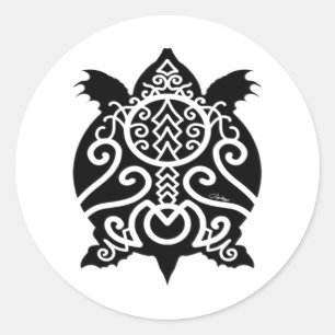 Black Silhouette Snapper Turtle Classic Round Sticker