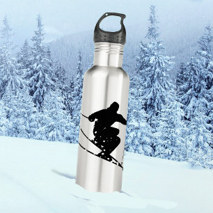 Black Silhouette Snow Skier Personalized 710 Ml Water Bottle