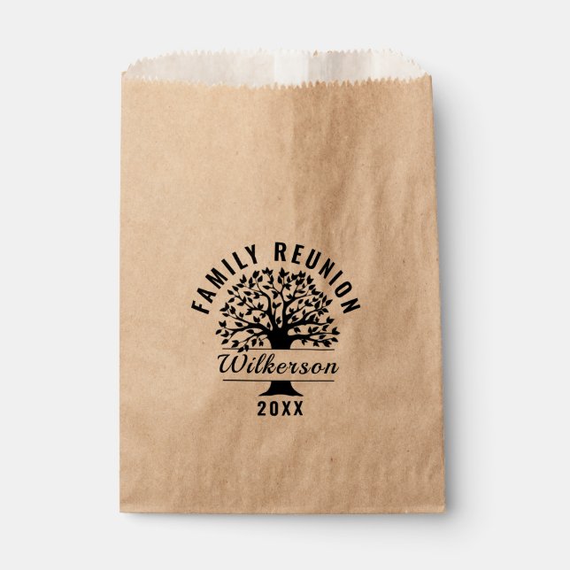 Black Silhouette Tree Family Reunion Souvenir Gift Favour Bag (Front)